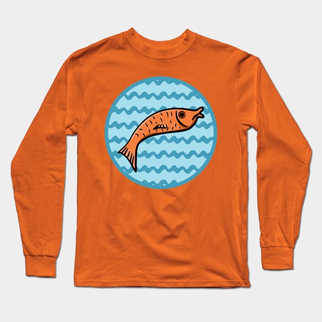 Jumping fish in the sea Long Sleeve T-Shirt by Scrabbly Doodles